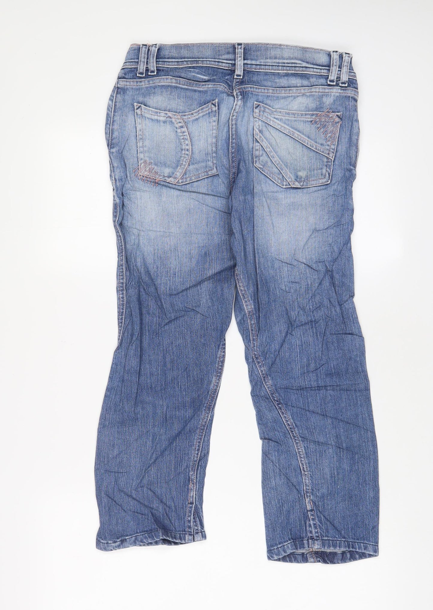 Womens UK Size 28 in H&M Regular Fit Cropped Blue Jeans