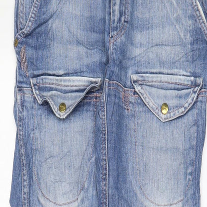 Womens UK Size 28 in H&M Regular Fit Cropped Blue Jeans