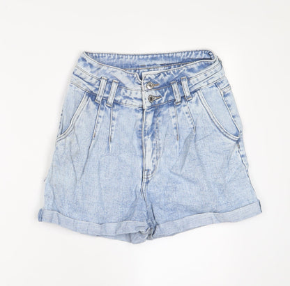 Denim & Co. Womens Blue Cotton Basic Shorts Size 8 L3 in Regular Zip