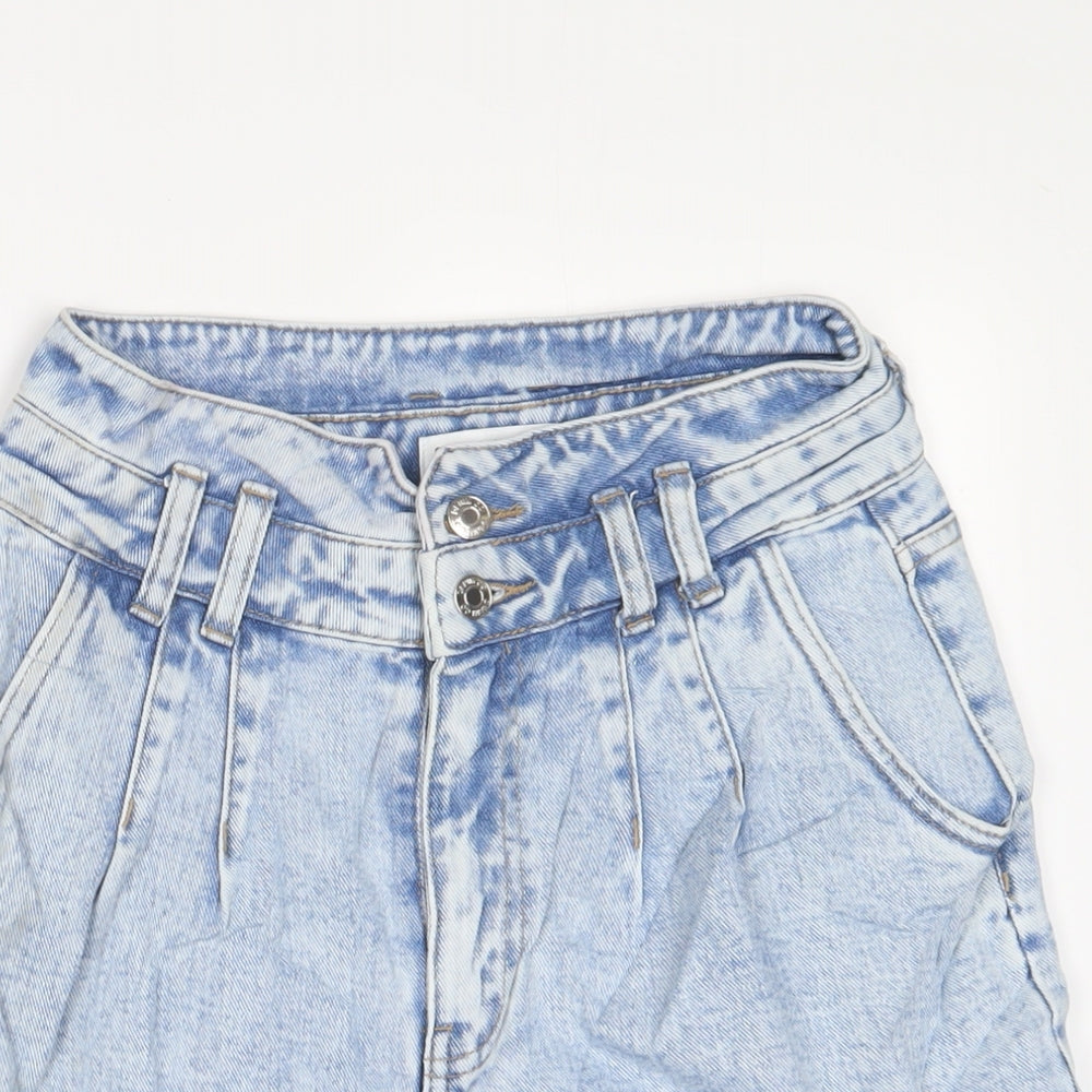 Denim & Co. Womens Blue Cotton Basic Shorts Size 8 L3 in Regular Zip