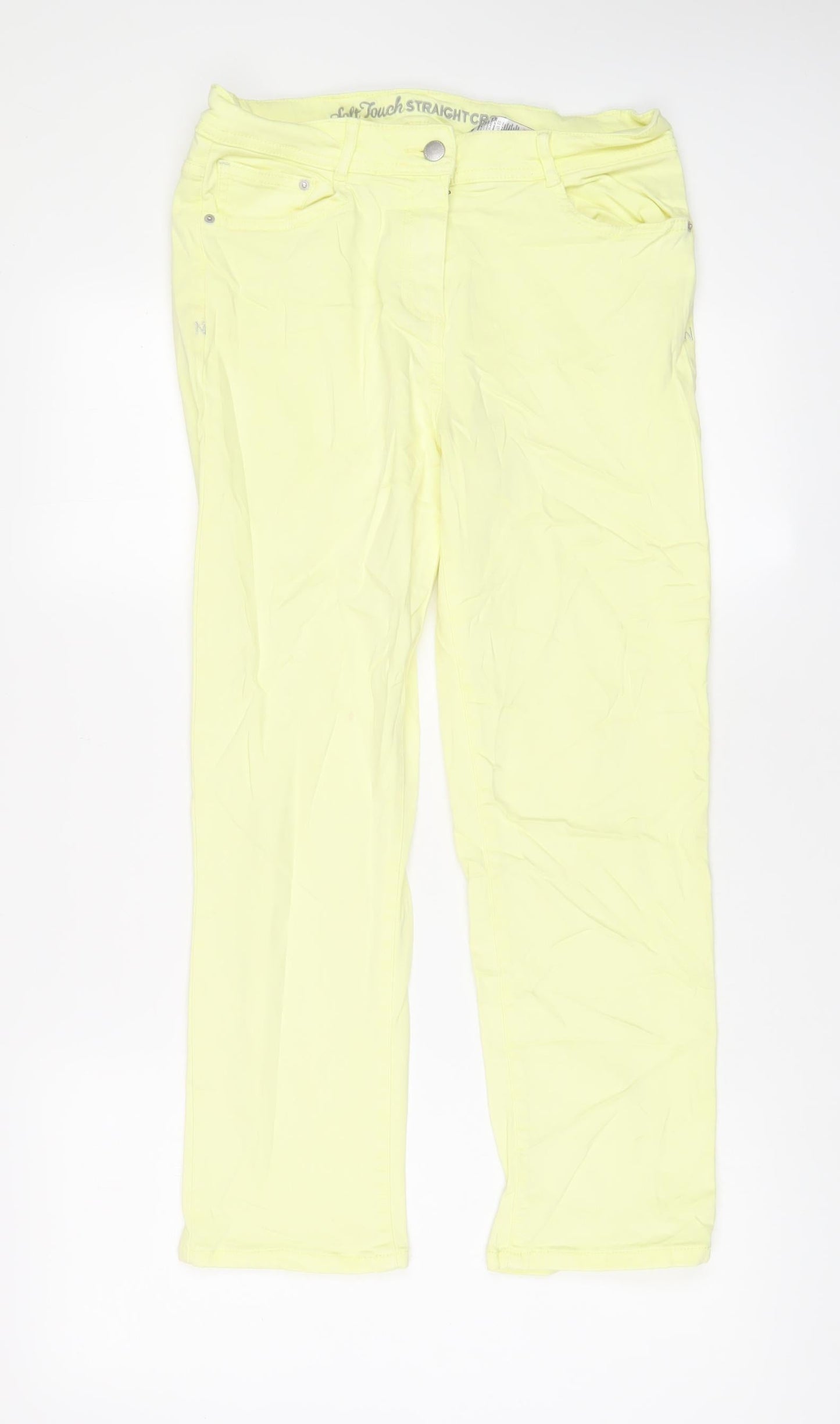 NEXT Womens Yellow Cotton Straight Jeans Size 12 L26 in Regular Zip