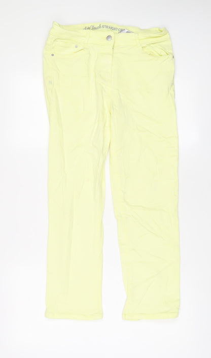 NEXT Womens Yellow Cotton Straight Jeans Size 12 L26 in Regular Zip