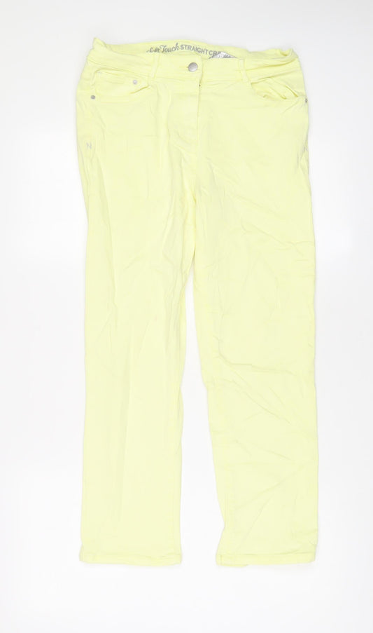NEXT Womens Yellow Cotton Straight Jeans Size 12 L26 in Regular Zip
