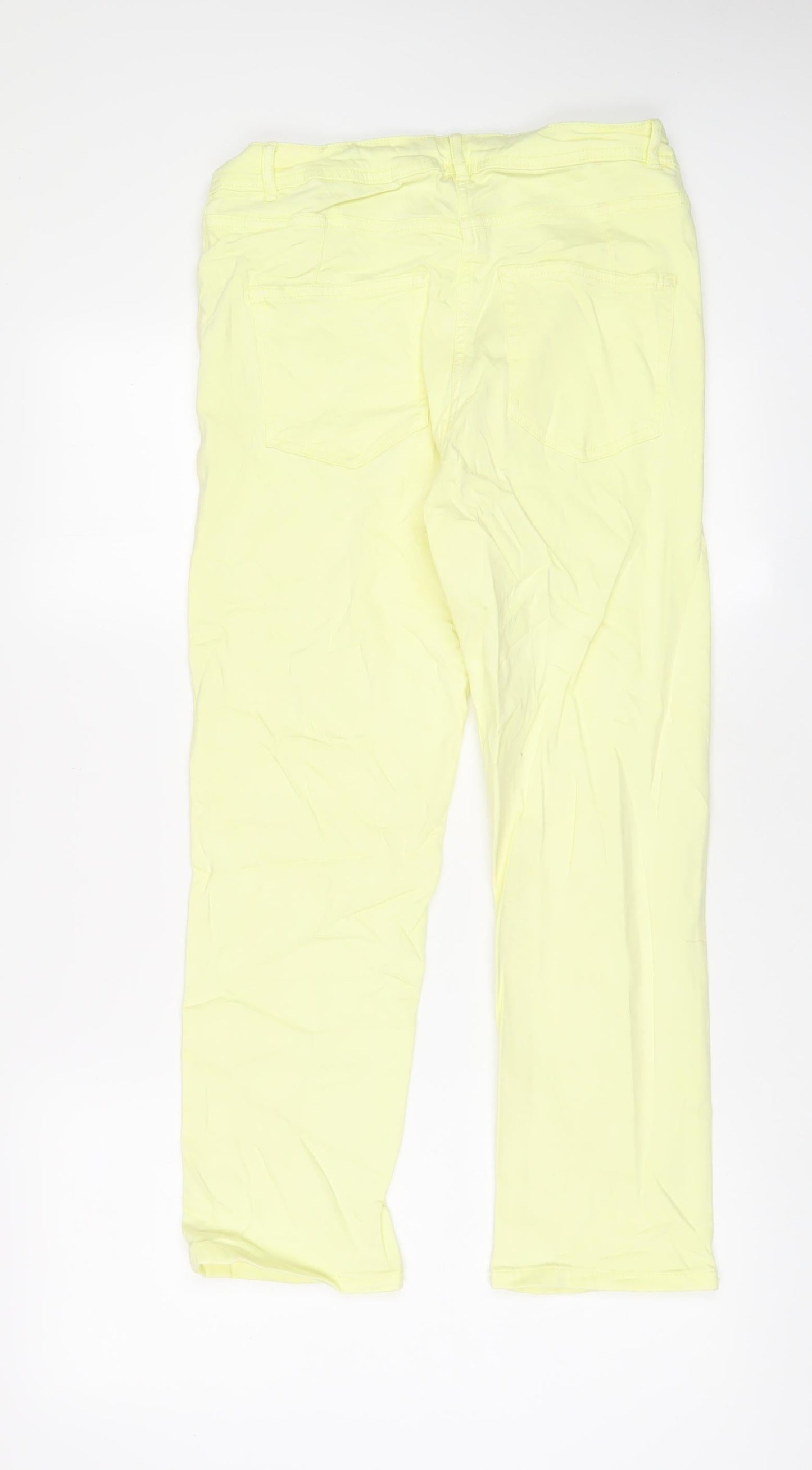 NEXT Womens Yellow Cotton Straight Jeans Size 12 L26 in Regular Zip