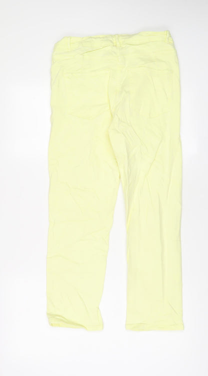 NEXT Womens Yellow Cotton Straight Jeans Size 12 L26 in Regular Zip