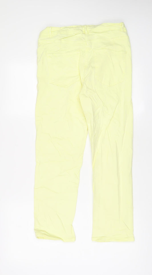 NEXT Womens Yellow Cotton Straight Jeans Size 12 L26 in Regular Zip