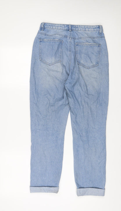 Missguided Womens Blue Cotton Straight Jeans Size 8 L27 in Regular Zip