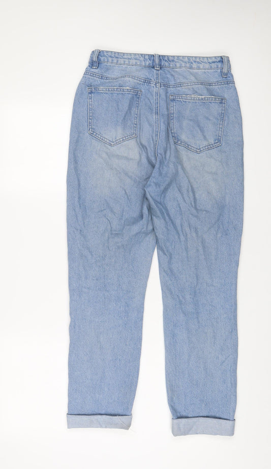 Missguided Womens Blue Cotton Straight Jeans Size 8 L27 in Regular Zip