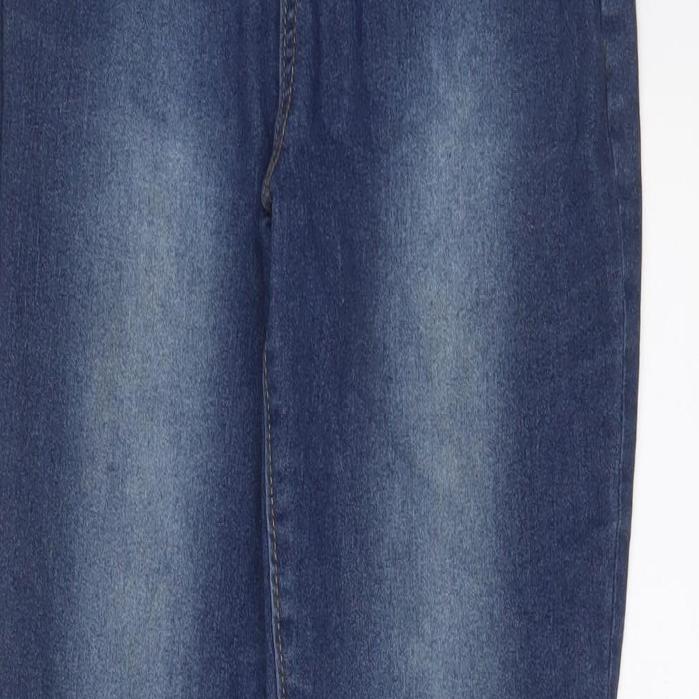 Boohoo Womens Blue Cotton Skinny Jeans Size 12 L29 in Regular Zip - Pockets