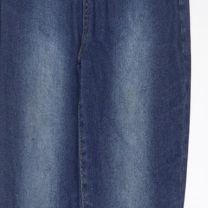 Boohoo Womens Blue Cotton Skinny Jeans Size 12 L29 in Regular Zip - Pockets