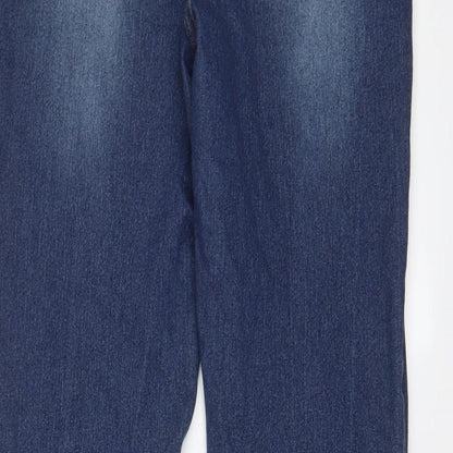 Boohoo Womens Blue Cotton Skinny Jeans Size 12 L29 in Regular Zip - Pockets