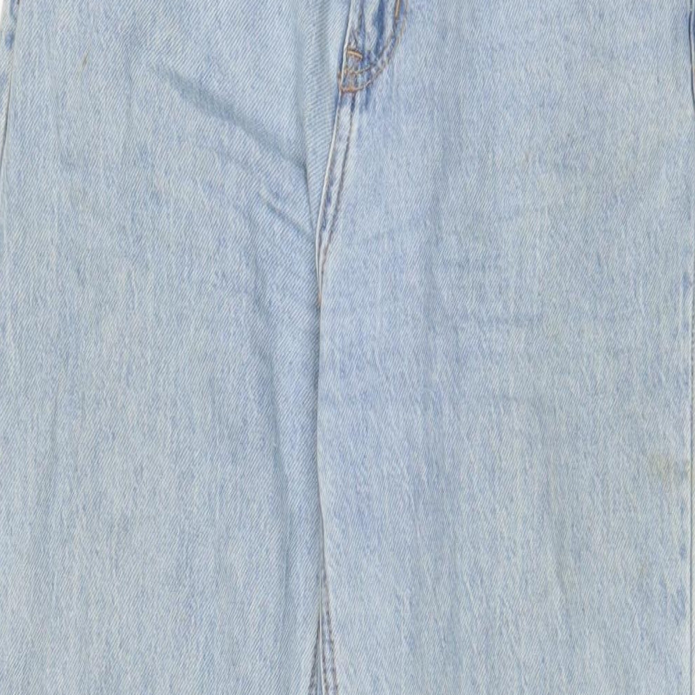 Urban Revivo Womens Blue Cotton Wide-Leg Jeans Size 6 L30 in Regular Zip