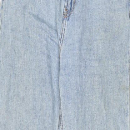 Urban Revivo Womens Blue Cotton Wide-Leg Jeans Size 6 L30 in Regular Zip