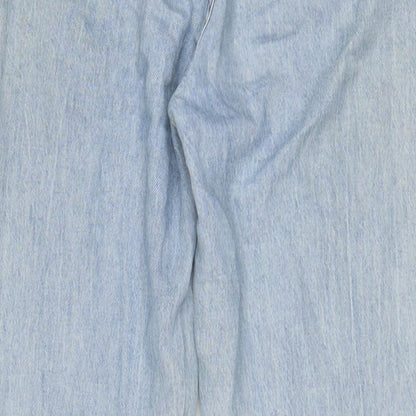 Urban Revivo Womens Blue Cotton Wide-Leg Jeans Size 6 L30 in Regular Zip
