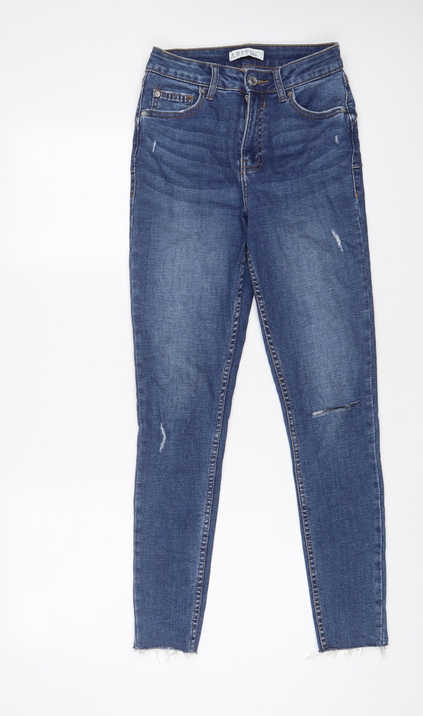 Denim & Co. Womens Blue Cotton Skinny Jeans Size 8 L26 in Regular Zip