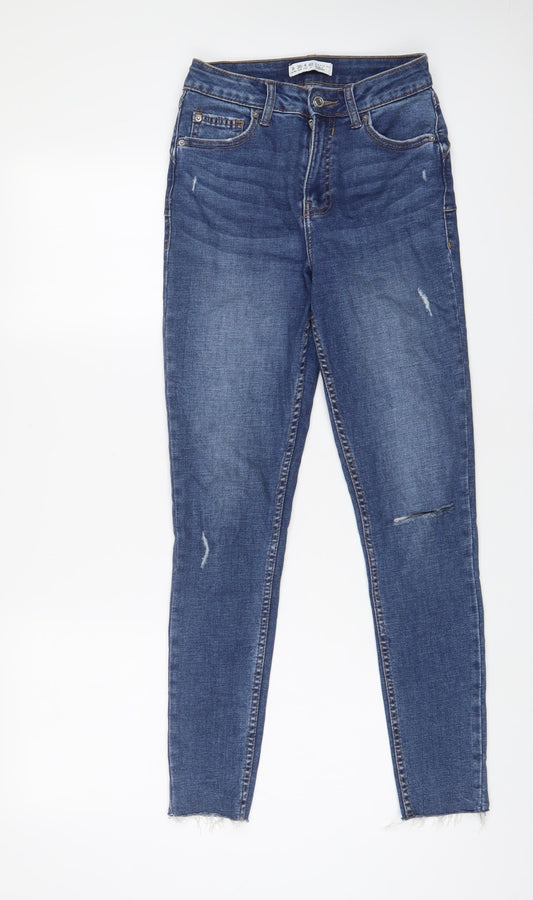 Denim & Co. Womens Blue Cotton Skinny Jeans Size 8 L26 in Regular Zip