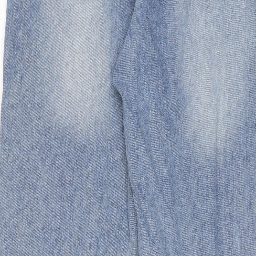 PRETTYLITTLETHING Womens Blue Cotton Straight Jeans Size 6 L28 in Regular Zip