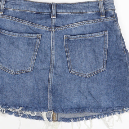 H&M Womens Blue Cotton A-Line Skirt Size 10 Zip