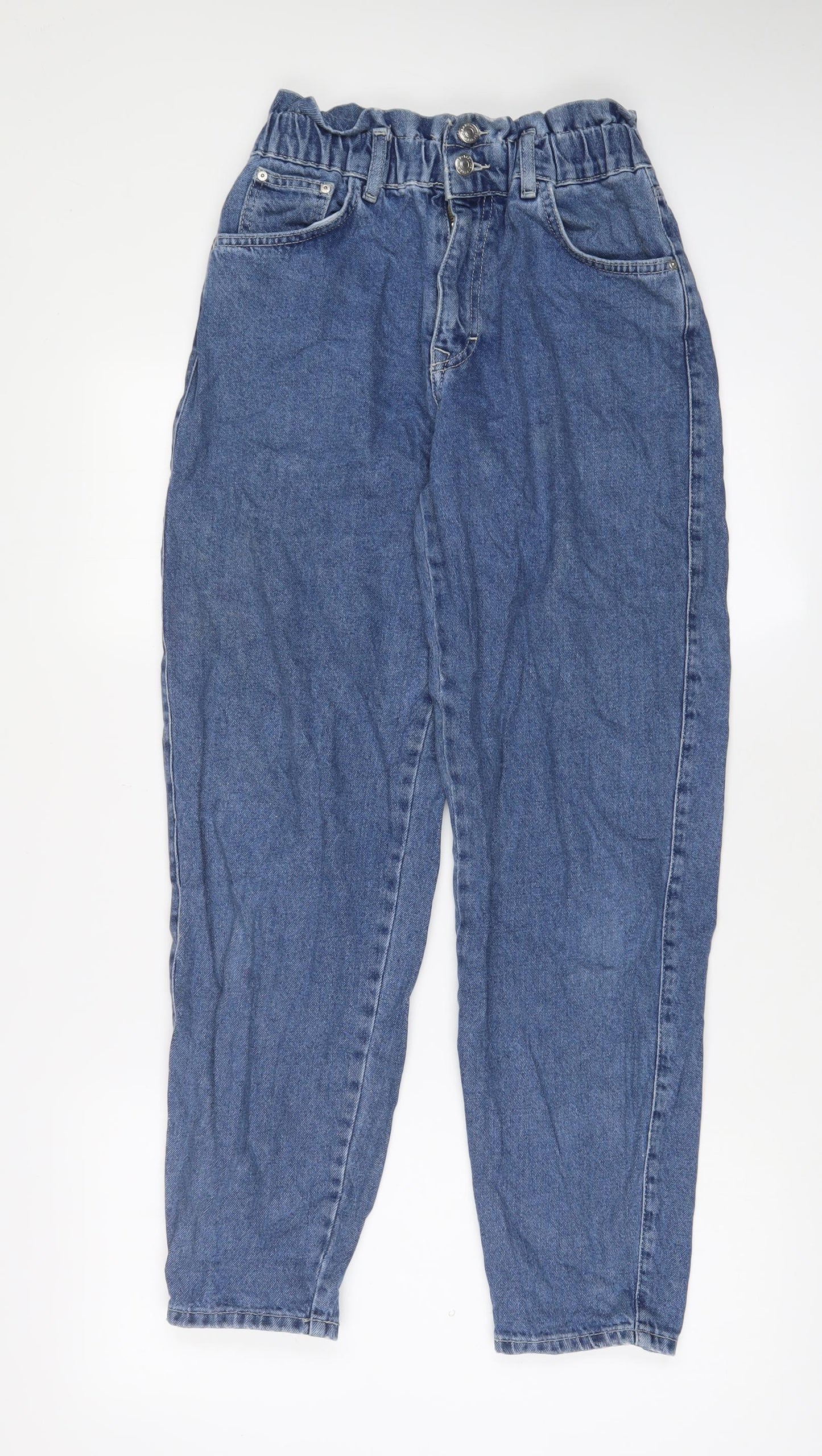 Pull&Bear Womens Blue Cotton Straight Jeans Size 8 L30 in Regular Zip