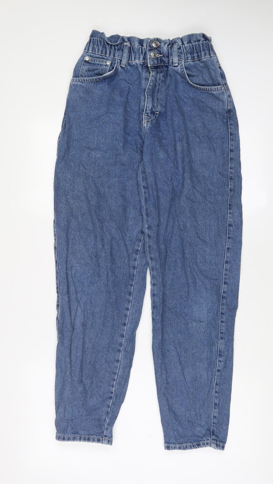 Pull&Bear Womens Blue Cotton Straight Jeans Size 8 L30 in Regular Zip