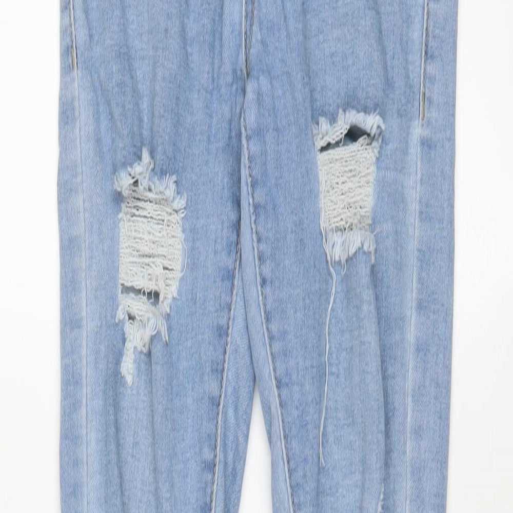 PRETTYLITTLETHING Womens Blue Cotton Skinny Jeans Size 4 L28 in Regular Zip