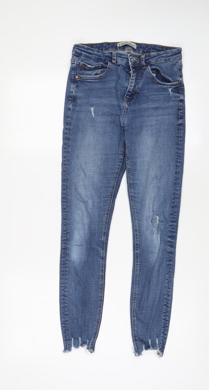 Denim & Co. Womens Blue Cotton Skinny Jeans Size 10 L26 in Regular Zip