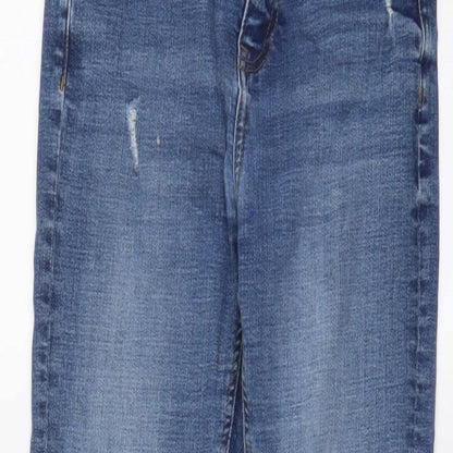 Denim & Co. Womens Blue Cotton Skinny Jeans Size 10 L26 in Regular Zip