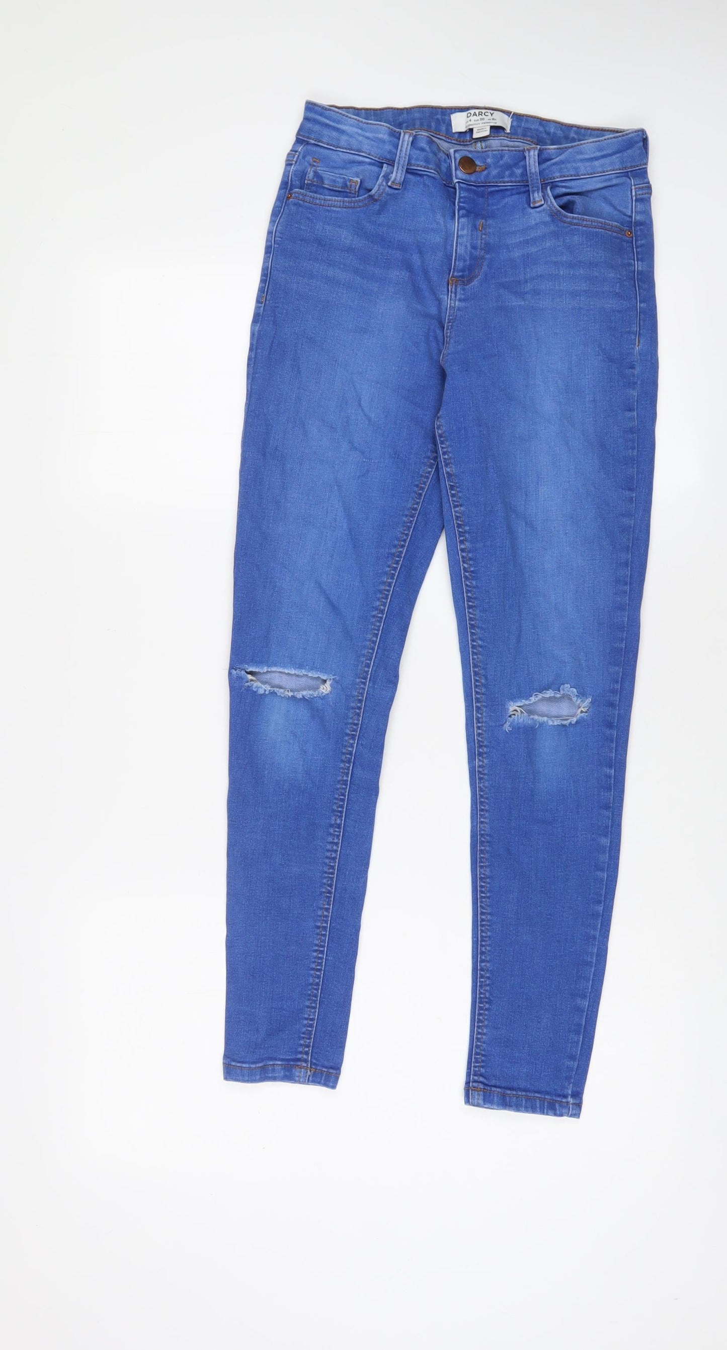 Dorothy Perkins Womens Blue Cotton Skinny Jeans Size 8 L26 in Regular Zip