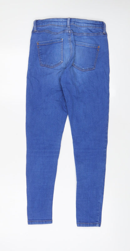 Dorothy Perkins Womens Blue Cotton Skinny Jeans Size 8 L26 in Regular Zip