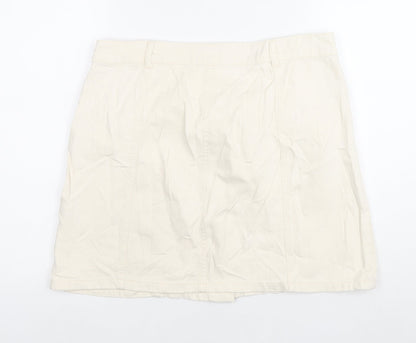 Per Una Womens Ivory Cotton A-Line Skirt Size 14 Zip