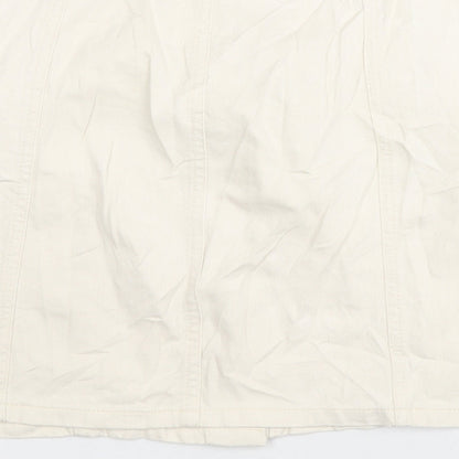 Per Una Womens Ivory Cotton A-Line Skirt Size 14 Zip