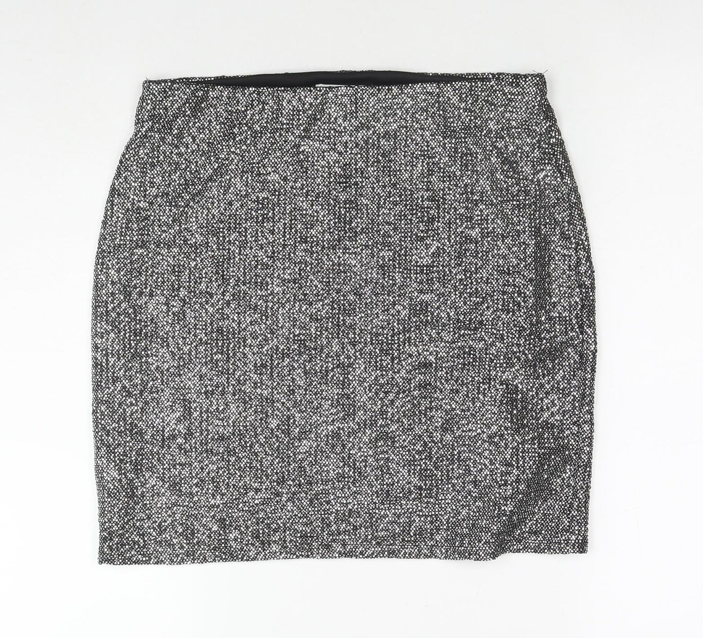 H&M Womens Silver Polyester A-Line Skirt Size M