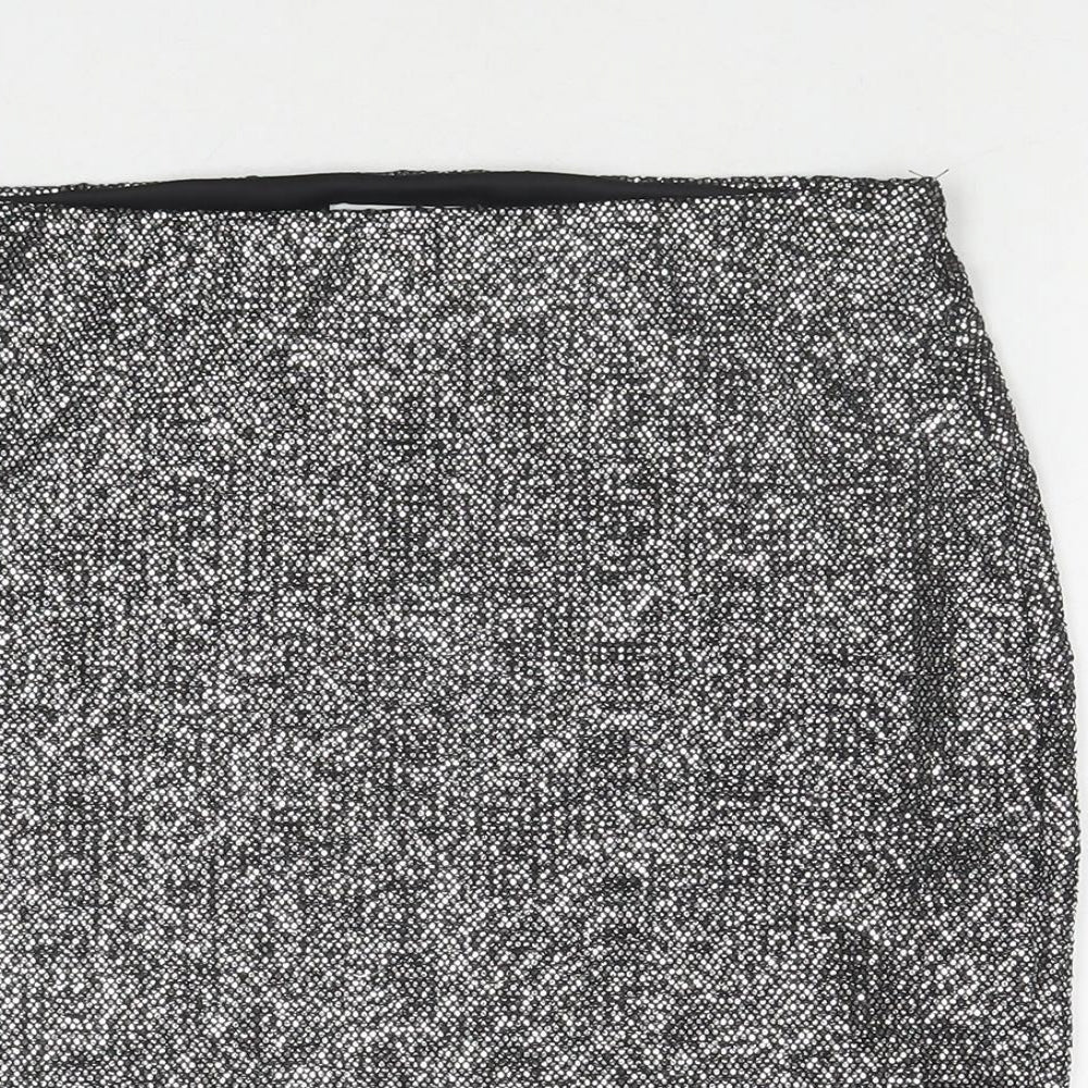 H&M Womens Silver Polyester A-Line Skirt Size M