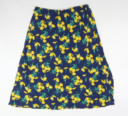 Finery Womens Blue Floral Viscose A-Line Skirt Size 14