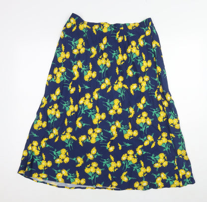 Finery Womens Blue Floral Viscose A-Line Skirt Size 14