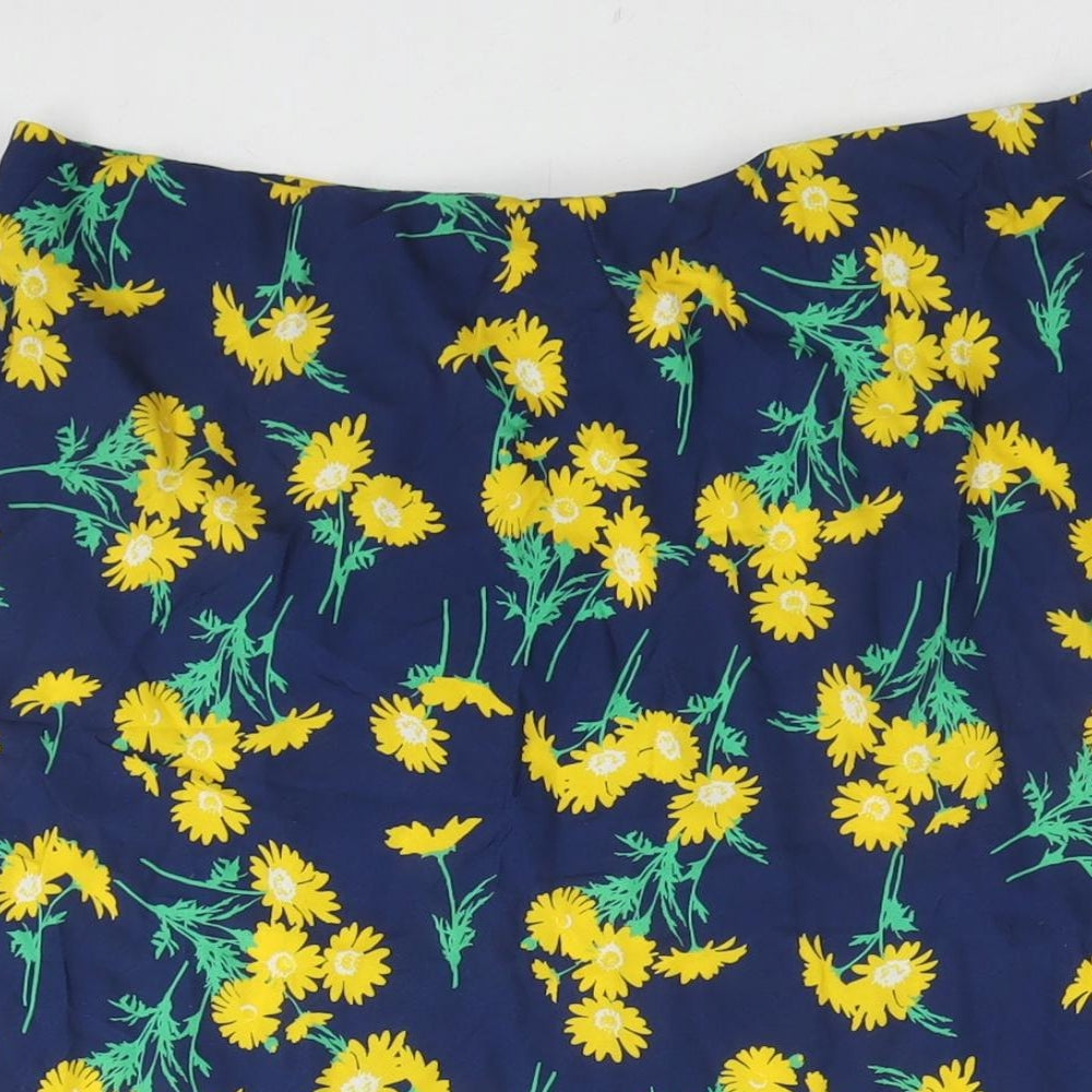 Finery Womens Blue Floral Viscose A-Line Skirt Size 14