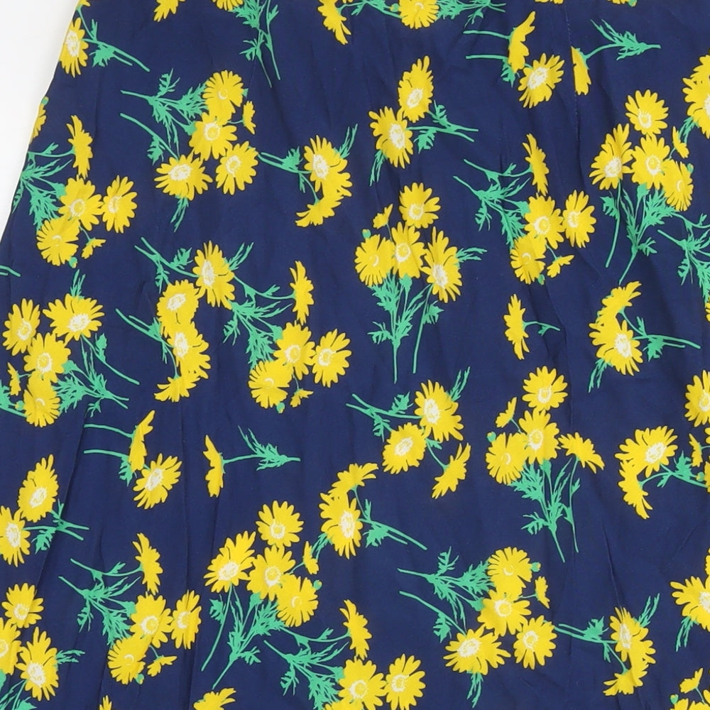Finery Womens Blue Floral Viscose A-Line Skirt Size 14