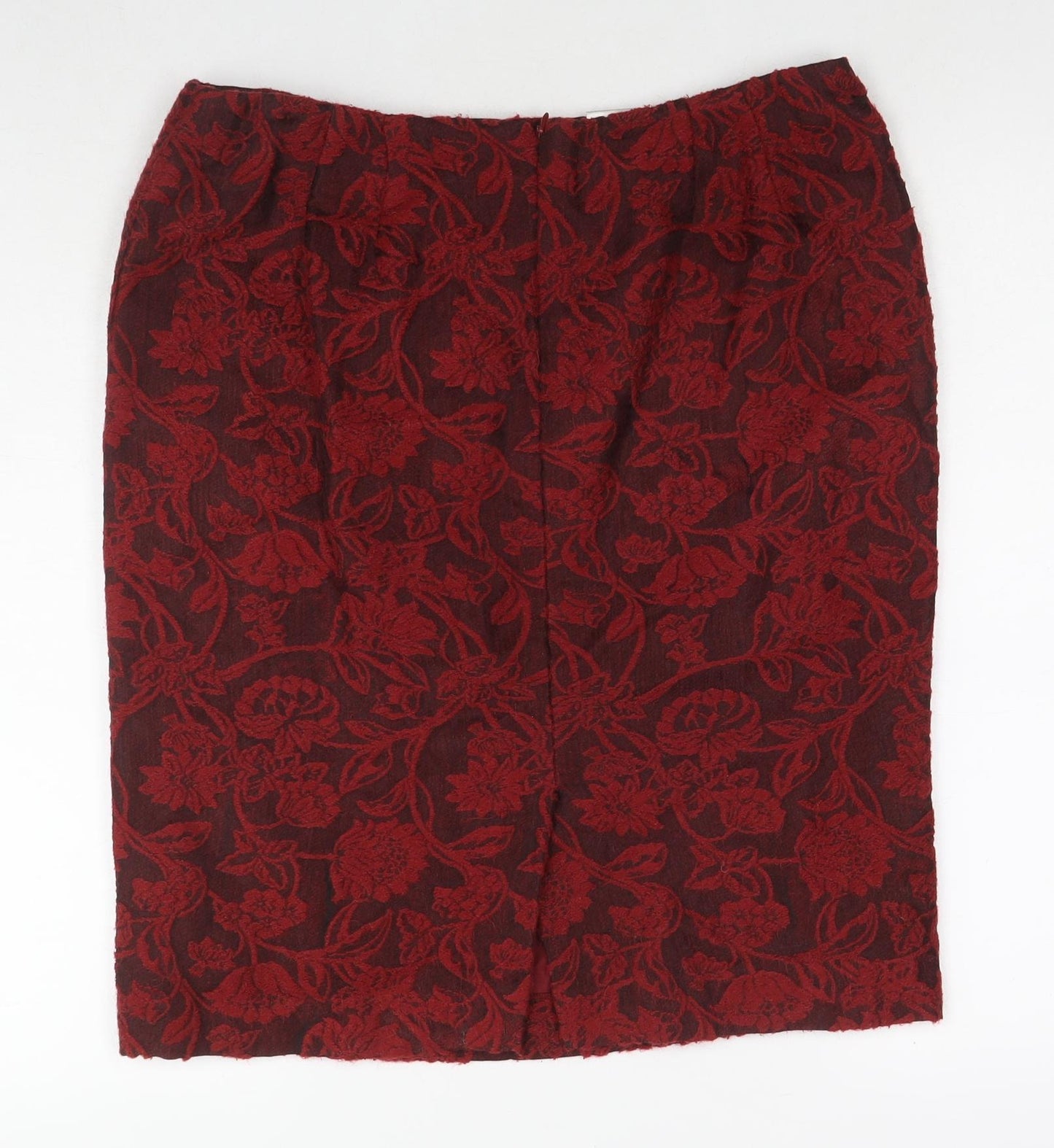 Alex&Co. Womens Red Floral Acrylic A-Line Skirt Size 16 Zip
