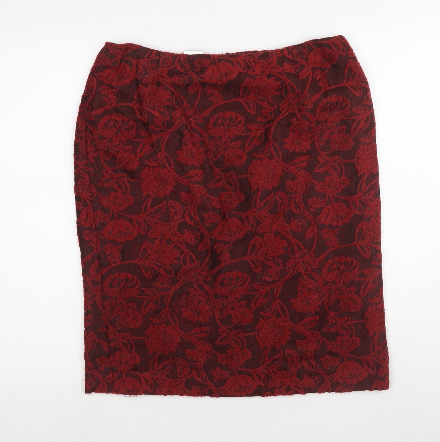 Alex&Co. Womens Red Floral Acrylic A-Line Skirt Size 16 Zip