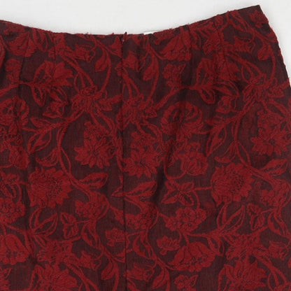 Alex&Co. Womens Red Floral Acrylic A-Line Skirt Size 16 Zip