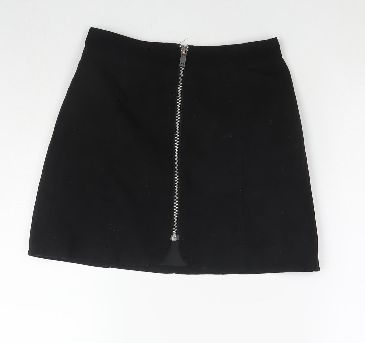H&M Womens Black Polyester A-Line Skirt Size 6 Zip