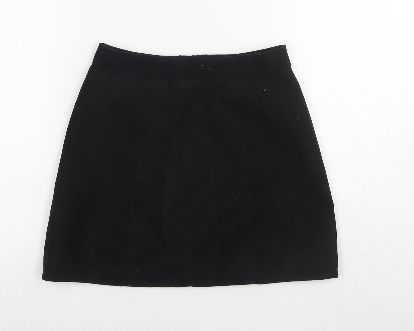 H&M Womens Black Polyester A-Line Skirt Size 6 Zip