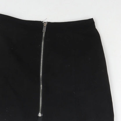 H&M Womens Black Polyester A-Line Skirt Size 6 Zip