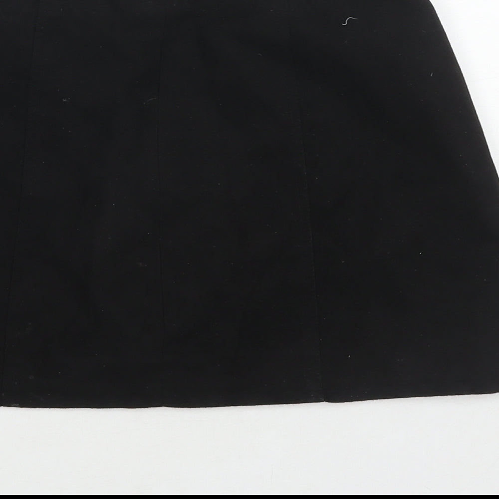 H&M Womens Black Polyester A-Line Skirt Size 6 Zip