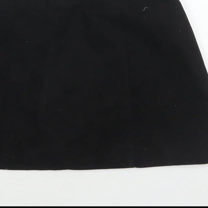 H&M Womens Black Polyester A-Line Skirt Size 6 Zip