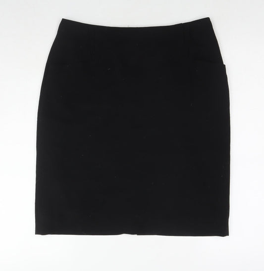 Precis Womens Black Polyester A-Line Skirt Size 12 Zip
