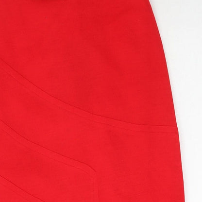Ken Wallis Womens Red Acrylic A-Line Skirt Size 10 Zip