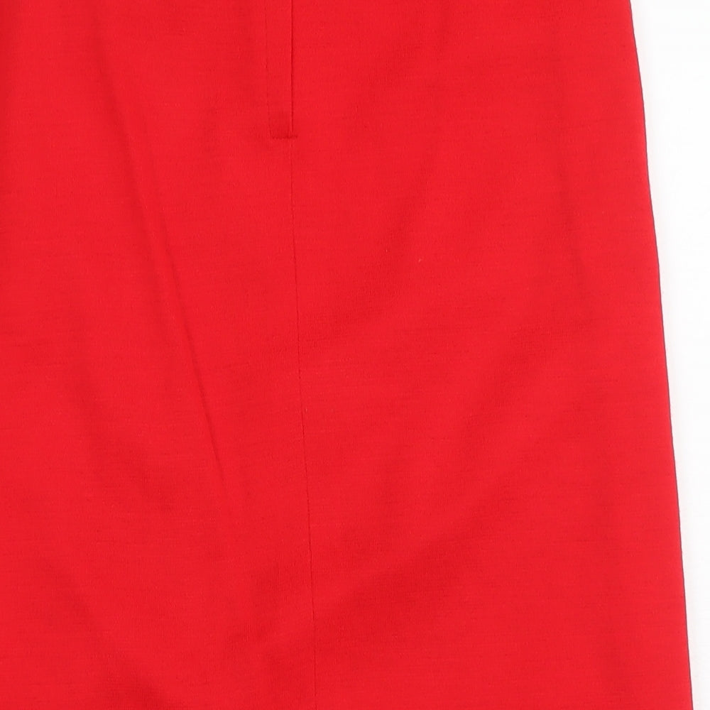 Ken Wallis Womens Red Acrylic A-Line Skirt Size 10 Zip
