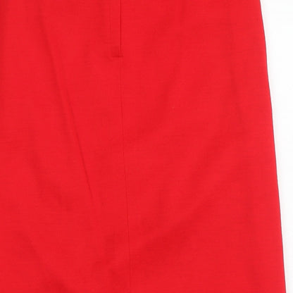 Ken Wallis Womens Red Acrylic A-Line Skirt Size 10 Zip
