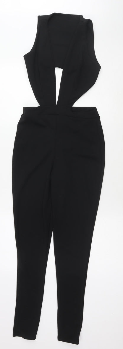 In the Style Womens Black Polyester Jumpsuit One-Piece Size 6 L24 in Pullover - Cut Out Detail